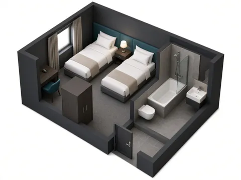 AI 3D floor plan of the Standard double